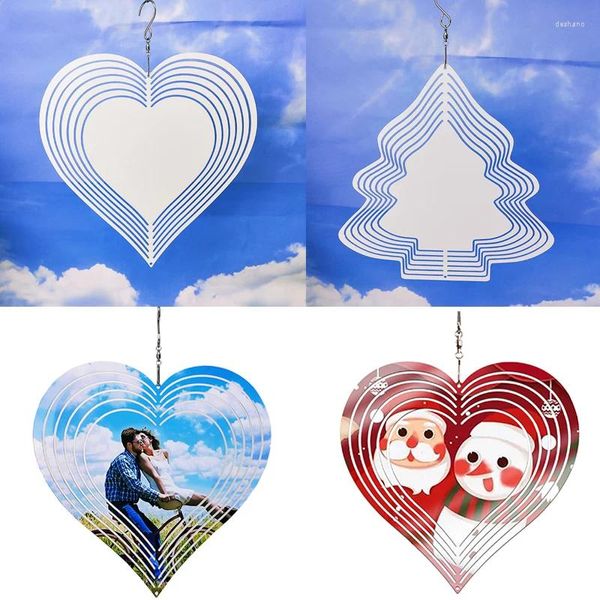Dekoratif Figürinler 5pcs Noel Ağacı Yüceltme Rüzgar Spinners Çift Taraflı Boş Alüminyum Spinner DIY Hediye Noel Cadılar Bayramı Dekoru Aşk