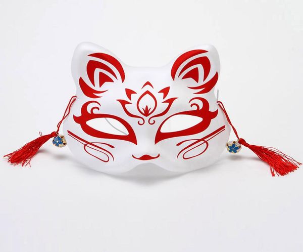 Japanische Fox -Masken handbemalte Stil PVC Fox Cat Mask Cosplay Masquerade Festival Ball Kabuki Kitsune Cosplay Kostüm JK2009PH1650072