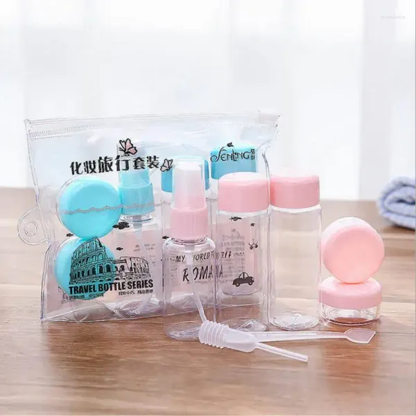 Жидкий мыльный дозатор 7pcs/Set Mini Makeup Cosmetic Lace Cream Pot Bottles Пластиковый прозрачный набор для пустого макияжа пустого макияжа