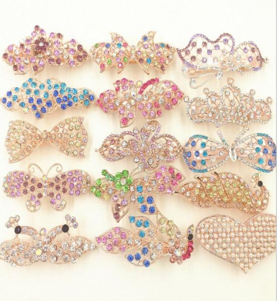 Koreanische Frauen Haarnadel -Kristall -Strass -Einschaltsteine herzförmige Federhaarclips Multicolor Mix Order in Bulk1817145