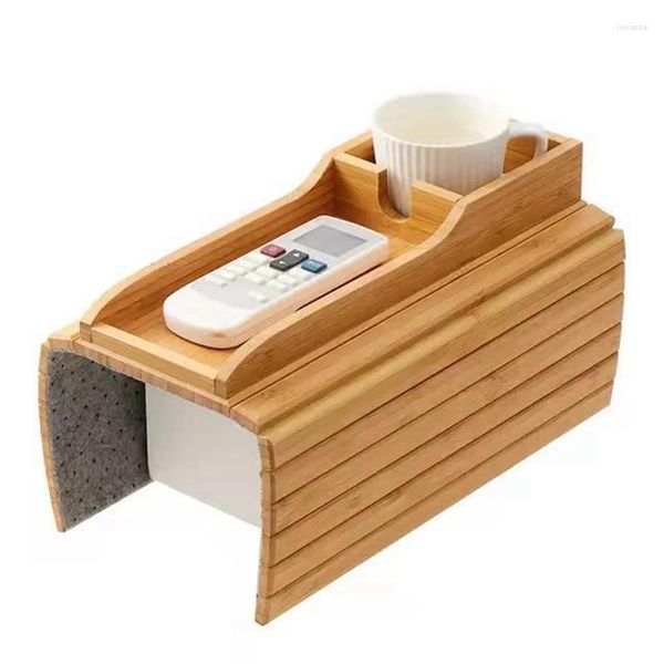 Tee Tabletts Couch Tasse Halter trinken natürliche Bambussofa Armlehnenschale tragbare Armtisch Easy Installation