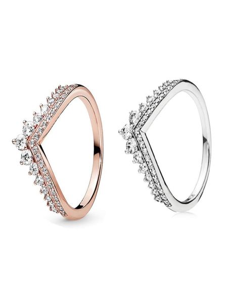 Anello Wish della Principessa Hot Princess per 925 Sterling Silver con anello da donna di alta qualità con oro rosa con diamante CZ con box8938599