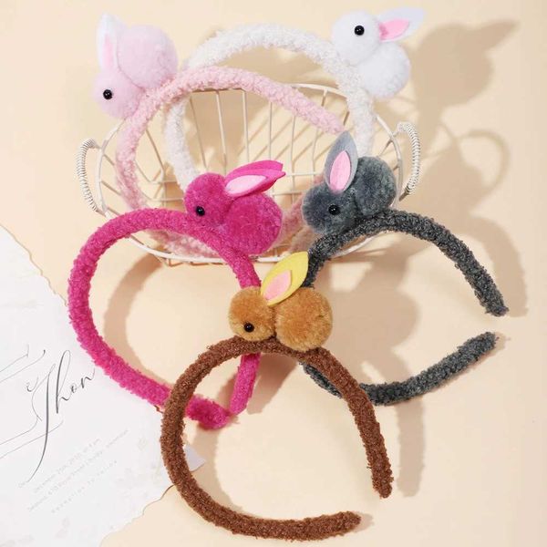 Haarzubehör Kaninchen Stirnbänder für Kinder Mädchen Süßes Osterhaarband weiche Teddy Velvet Cartoon Haarbänder Kopfbedeckung Haarzubehör für Frauen