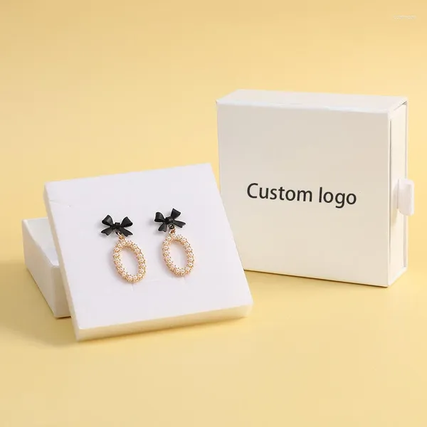 Geschenkverpackung 500pcs/Lot Custom Logo Großhandel weiße Schmuck Schublade Verpackungspapierbox Armband Ringohrring Halskette