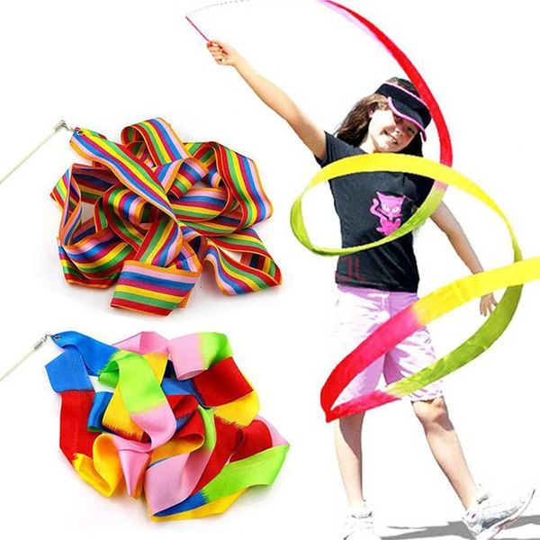 4m nastro di ginnastica artistica con biella colorate per bambini danza del nastro da ballo per retti di performance sportivi per esterno