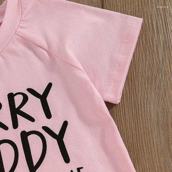 Roupas de roupas Mandizy Toddler Baby Girl Girl Summer Roupos 2t 3t 4t 5t Crianças de manga curta Camisa de letra de impressão Tops