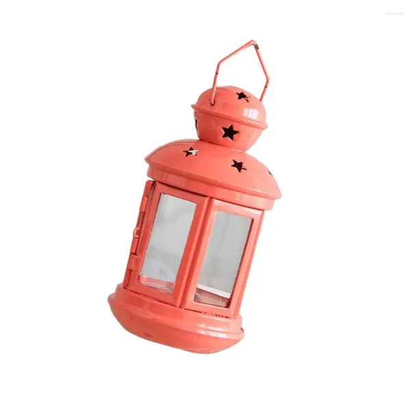 Kerzenhalter Europäischer Stil Halter Eisenglas Candlestick Vintage Ständer hängende Windlampe Größe Wassermelone Rot