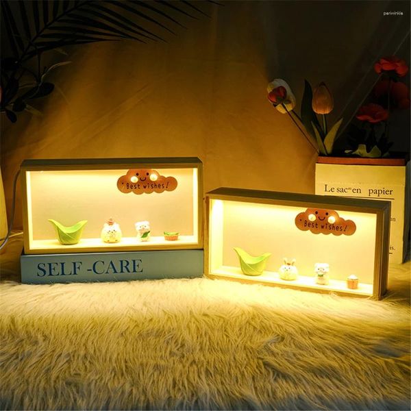 Cornice decorativa telaio di po con bambola fai -da -da -te a led graziosi animali da bagno usb per il compleanno della figlia regalo per bambini