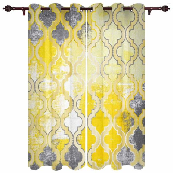 Занавеска нарисованная пестеное современное марокко желтое открытие для садовых патио драпировки спальня гостиная
