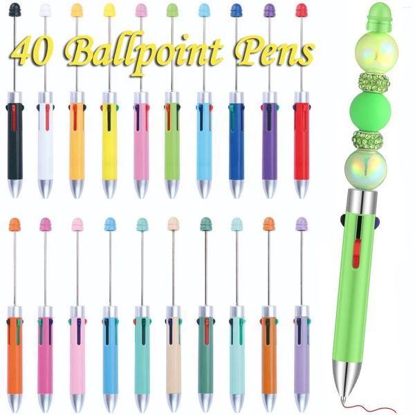 40шт DIY Creative Business Four Color Refill Beadable Pen Mite Beadable BallPoint Puzzle Multi Jewelry Ball