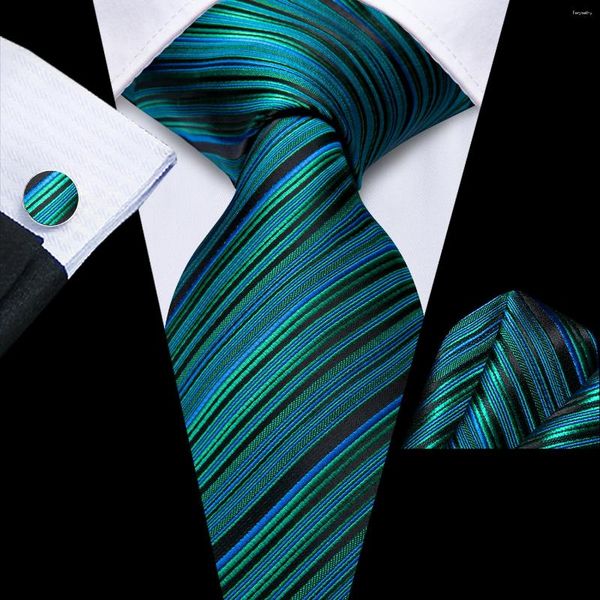 Бабочки Hi-Tie Designer полосатый павлин синий элегантный галстук для мужчин модная бренда свадебная вечеринка галстук из ручной работы.