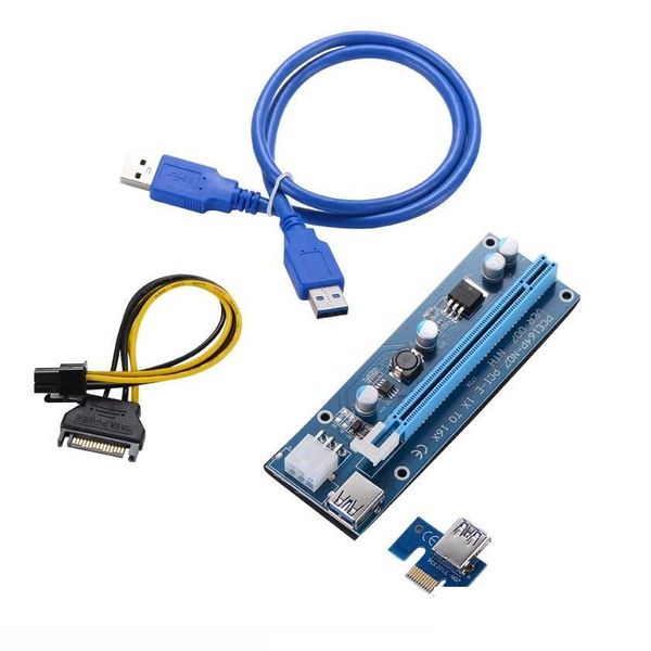 Компьютерные карты контроллеры Ver 007 PCIe PCI-E Express 1x до 16x карта Riser USB 3.0 DATA SATA 6PIN IDE IDE PILES