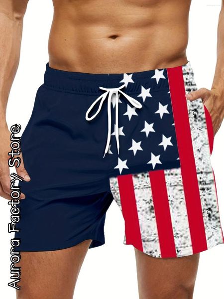 Shorts Shorts Summer Men Trend Fashion Trend 3D USA Flag abbigliamento grafico ragazzi ragazzi casual Hawaii vacanza maschile spiaggia elegante