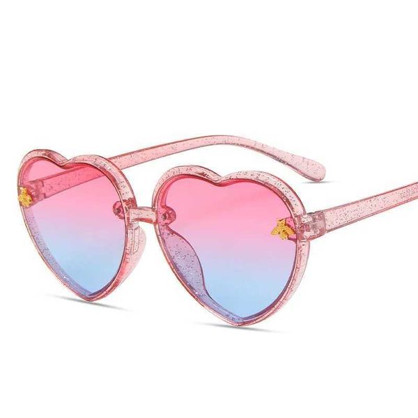 Sonnenbrille Mode herzförmige Kinder Sonnenbrille Retro süße rosa Cartoon Sonnenbrille Rahmen Girl Boy Baby Sonnenbrille UV400 Brille D240513