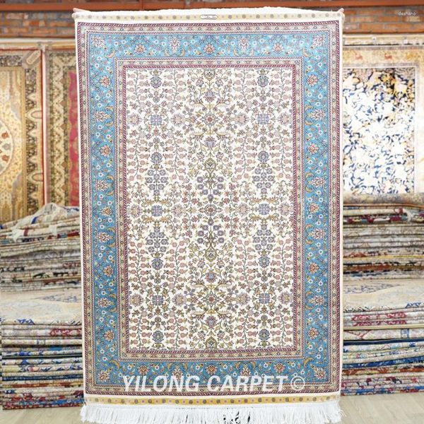 Teppiche yilong 3'x4.5 'handgefertigt persischen beige Teppiche türkischer orientalischer antiker Seidenteppich (qzt17a)