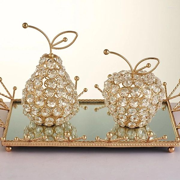 Portabandine 3d taglio cristallo di vetro di frutta mela pera di mela da collezione figurine Ornamenti brillante design di strass decorazione da tavolo