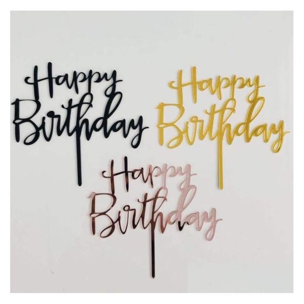 Altre forniture per feste di eventi carini buon compleanno rosa gold toppers toppers glitter acrilico bandiera di bandiera decorazioni-party regali rra5181 d dhlsz