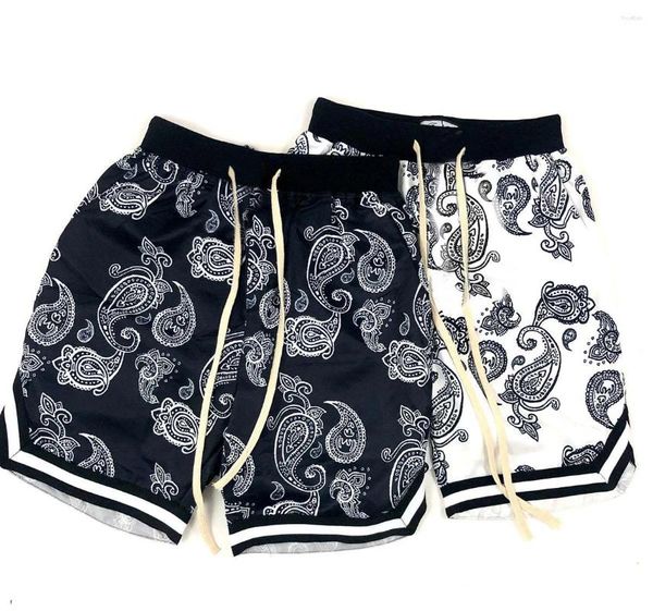 Shorts masculinos 2024 Summer Harajuku Men Bandana Pattern Fashion Hip Hop Brand Short Pant Bottoms Elastic Wais Man Calça Casual