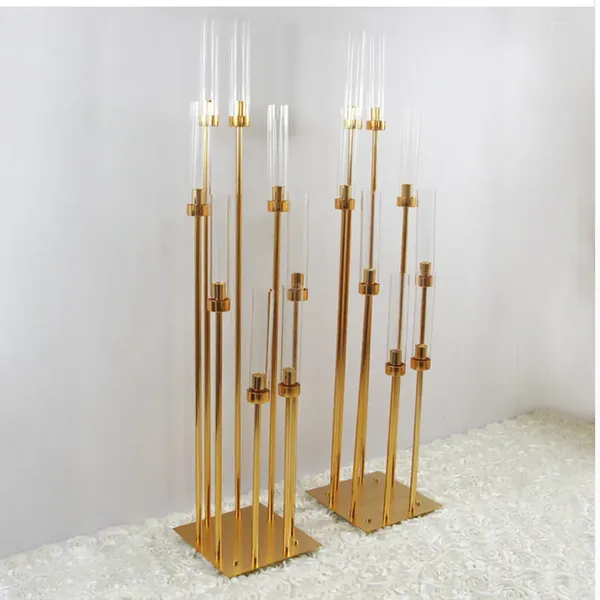 Candele 8 Candele Guida per arredamento per matrimoni Golden REED LIGHT ACRILICO ACCRIGLIE CANDLESTICK COMPETTO DEL CAPPEGNO DELLA CASATURA DELLA CASA