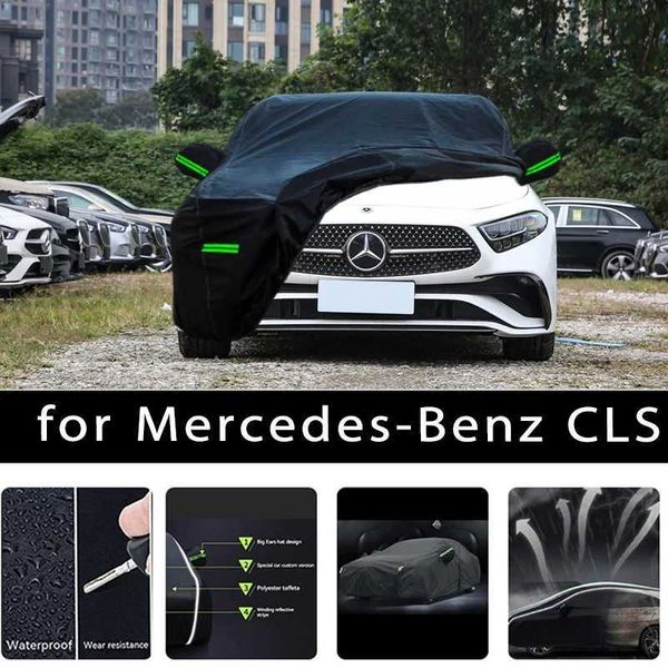 Autoabdeckungen für Mercedes Benz CLS Outdoor -Schutz mit voller Autokabelle Schneeabdeckung Sonnenschutz wasserdichte staubfeste und externe Autozubehör T240509