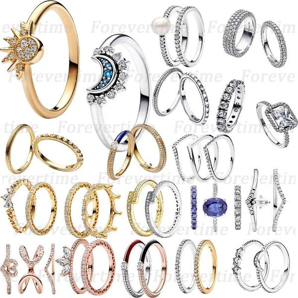 Дизайнерские ювелирные изделия 925 Серебряное обручальное кольцо стерлингов для женщин Обручавшие сестры подарок с коробкой подгонки Пандоры Сверкающие вися