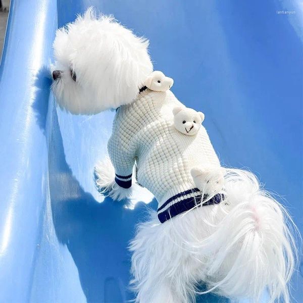 Собачья одежда зимняя домашняя одежда одежда хлопок теплый свитер белый медведь кукла милый щенок для маленькой средней одежды Йоркшир Ропа Перро
