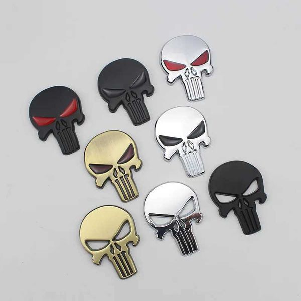 Araba Stickers 8 Renk Araba Stilleri 3D Çinko Alaşım Metal Kafatası Stickers Serin Motosiklet Kamyonu Rozeti Amblem Kuyruk Etiket Motosiklet Aksesuarları T240513