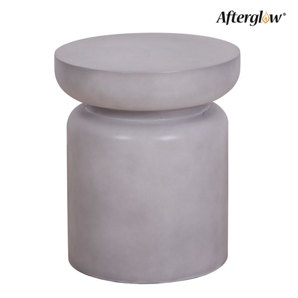 Afterglow Round Beton -Look -Akzenttisch, Stuhl, Holzstumpf grau