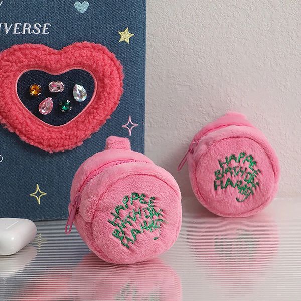 Mini mini rosa vaso per vasai auricolare Borsa di stoccaggio del cavo auricolare kawaii Spot carino peluche di peluche con cartiglia per carrelli portatile borsetto 240515 240515