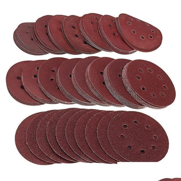 Handwerkswerkzeugzubehör 160pcs/Set 5-Zoll-Schleifscheiben 125 mm 8 Lochpads 40-2000 Schleifpapier-Schleifpapier-Ablagerung Mobile m a dhoni