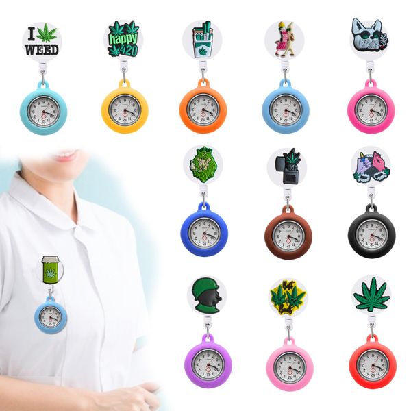 Карманные часы Новые зеленые растения 12 клипов часы для медсестер Доктора Брош Кварце