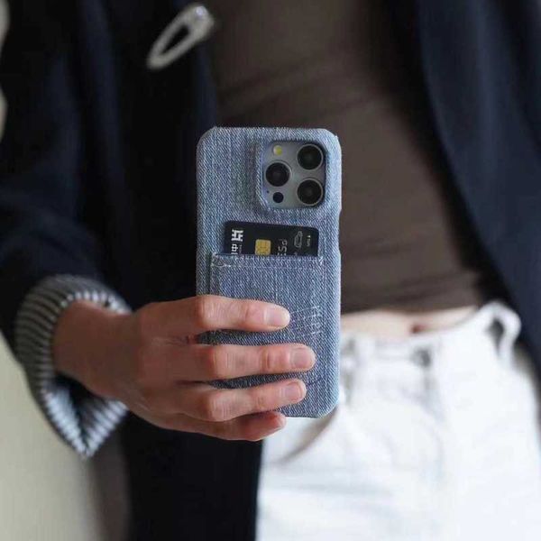 Telefonkoffer Designer für iPhone 15 Pro Max 14 plus 13 12 11 Promax Case Denim Card Einfügen Anti -Drop -Hülle Halbpacks Großhandel