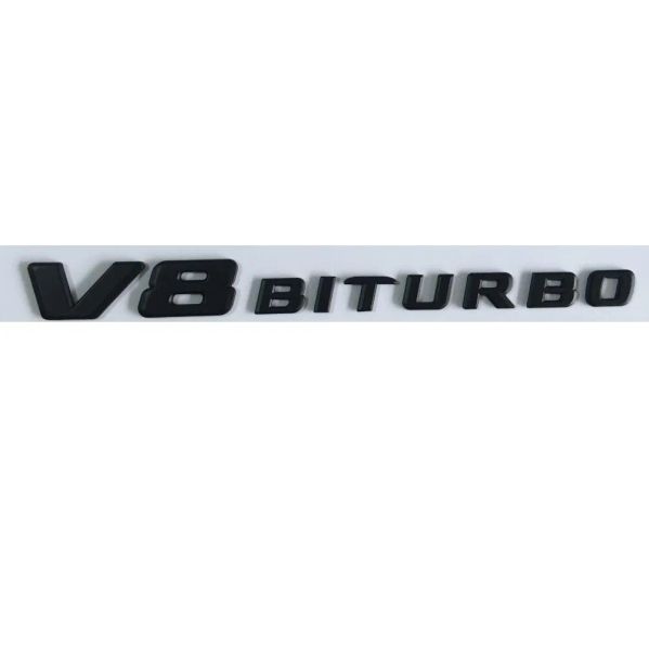 Aufkleber flache schwarze V8 Biturbo -Buchstaben Seiten Embleme Abzeichen Aufkleber für Mercedes Benz Amg