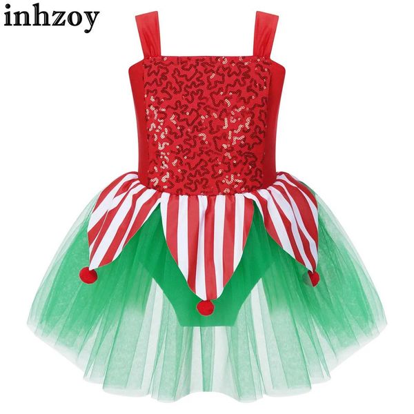 Танцевальная одежда Детская девочка без рукавов рождественское платье пачки