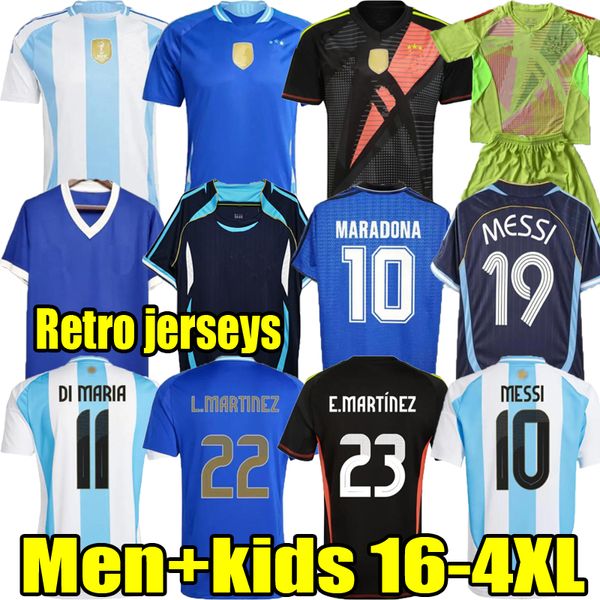 2024 2025 Euro Coppa Argentina Maglie da calcio Messis Otamendi 1986 Retro de Paul National Team Copa Dybala Martinez Kun Aguero Maradona Shirt calcistiche 24 uomini