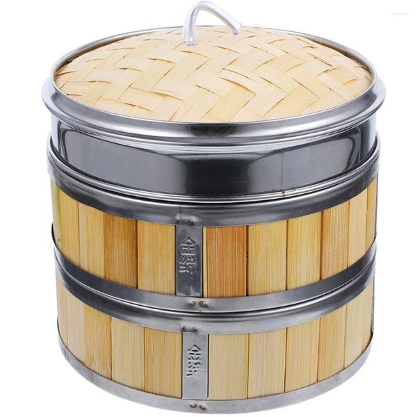 Doppia caldaie cestino a vapore per cibi da cucina vassoio cinese Accessori di cottura domestica di bambù