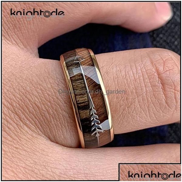 Anéis de casamento anéis de casamento 8/6mm moda tungstênio carboneto de madeira de aço de aço de aço de aço de aço para homens mulheres clássicas anel de noivado band po d dhrb8