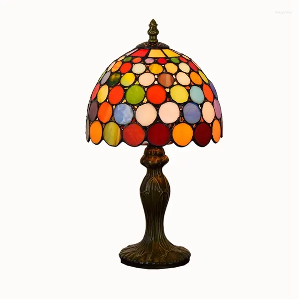 Tischlampen 8 -Zoll -Tarnung Retro Bohemian Dekorative Tiffany Buntglas Licht Nachtt Trompetenlampe für Bar Restaurant Schlafzimmer