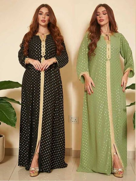 Ethnische Kleidung Herbst Polka Dot Party Kleid für Frauen Abaya Split Muslim Long Slve Robe India Abayas Dubai Türkei Langzeit Vestidos Largos 2023 T240515