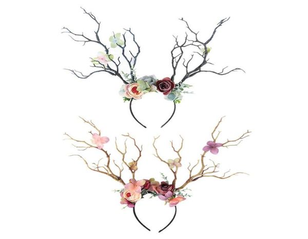 Банданас женщин преувеличенные арт -леса Форест формы для волос обручане рог рог рог цветок волос с милой косплейной вечеринкой 7059682