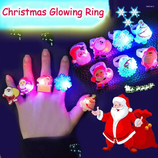 Party -Dekoration 12pcs LED GLOW Finger Ringe Weihnachtsbeleuchtung Gefällt mir Flash Open Ring Rave Laser Lampe Geburtstagsgeschenke Kinder Erwachsene Weihnachtsmann Spielzeug