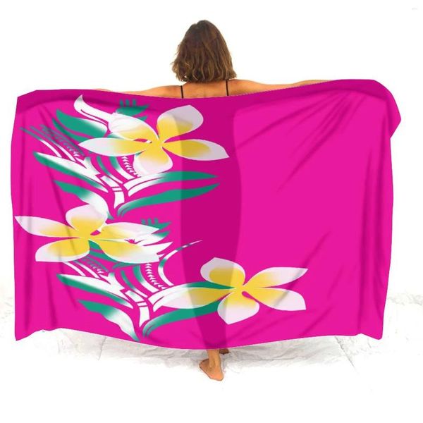 Großhandel Custom Damen Sarong polynesischer Blumendruck Sommerbikini-Mantel Anti-Rutsch-Abdeckung Weiches Stofftemperament