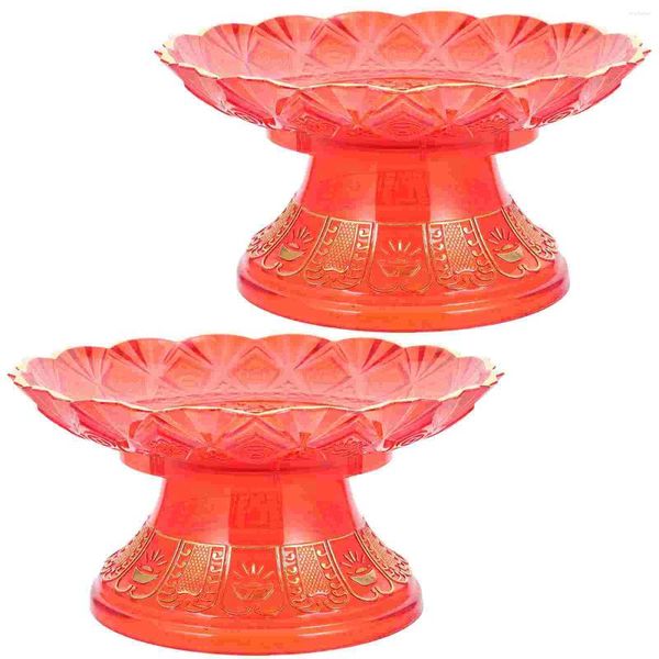 Conjuntos de utensílios de jantar 2 pcs bandeja de jóias rituais de placa de frutas de fruta do templo de casamento suprimento vermelho