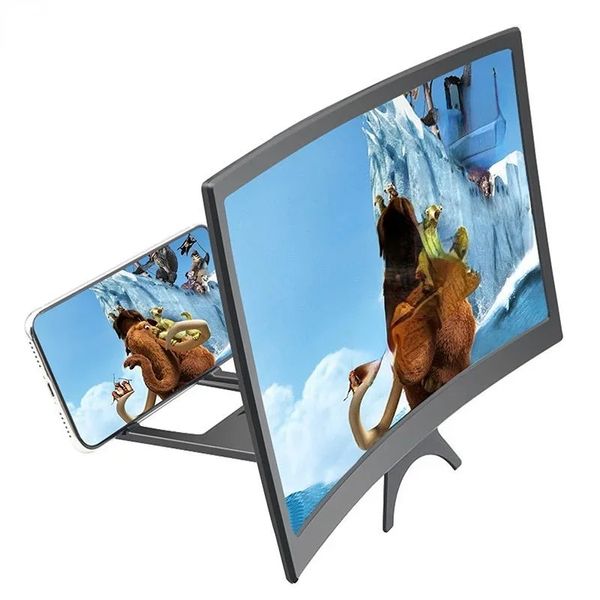 12/14 polegadas 3D Tela celular Tela projetor HD Expander Aumentar o amplificador de tela curvo para vídeo para celular