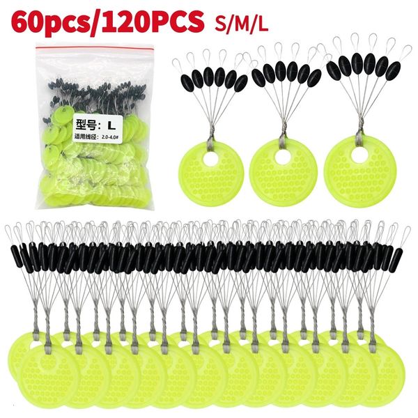 60120pcs 1020 set gruppo set di gomma in gomma Space fagiolo marino Fly Fishing Black Oval Float Bobber 240430