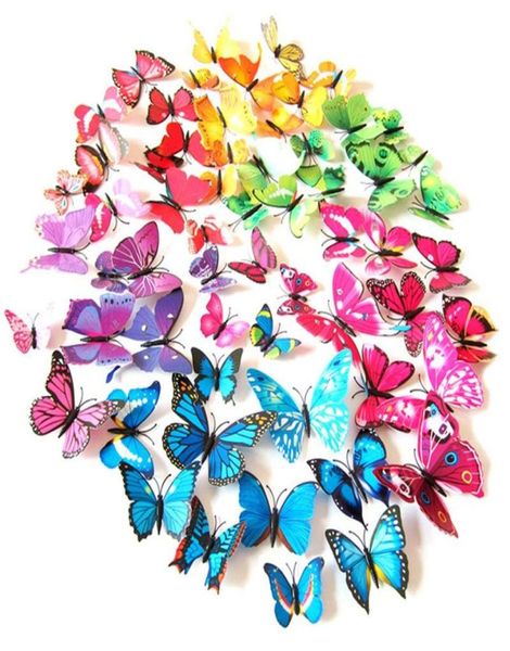 Party -Dekoration 12pcs 3D Schmetterling Wandaufkleber Aufkleber Abziehbilder aus dem abnehmbaren Wandgemälde für Haushaltsroombathenlebende Zimmer Deco2951095