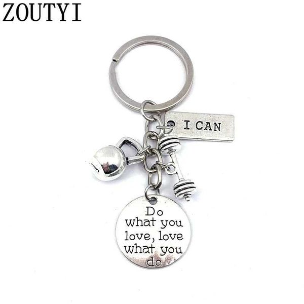 Keychains Lanyards 1PC Ich kann Schlüsselkettengewicht Lifter Schlüssel Ring Langhantel Gewicht Charms Fitness Schmuck Geschenk für Lifter Strong Man Y240510