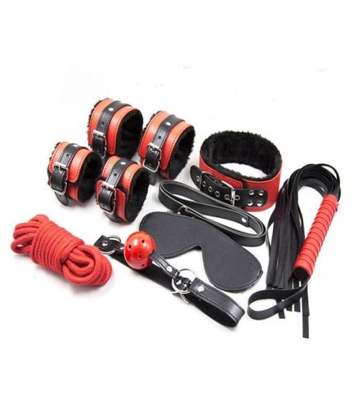 BDSM Rondage ограничения рабства жгут взрослые игры кожа 7pcssethand Mountsws Whip Mask Mask Roth Gag Slave Toys For8173271