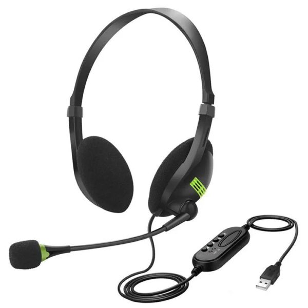 Ohrhörer USB -Ohrhörer mit Mikrofongeräuschstündung Computer Headset Leichte Kabelkopfhörer für PC/Laptop/Mac/Schule/Kinder/Anruf