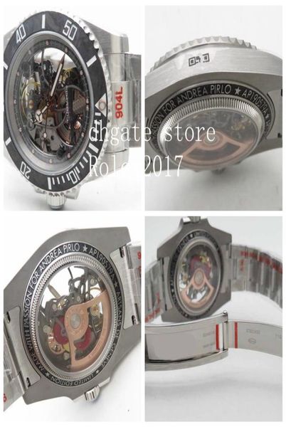 Herren VR Factory 3130 Automatische Bewegung Schwarz unidirektionaler Diver Ceramic Lünette Uhren Edelstahl 904L Skelett Dial Watch9799083